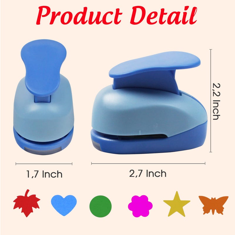 ECOHU Set 6 Craft Hole Punch 1-inch  Craft Punchers - Heart  Circle  Star  Butterfly  Maple Leaf  Flower Paper Punch Sets for Crafting & DIY Projects. (Set 6) - Image 4